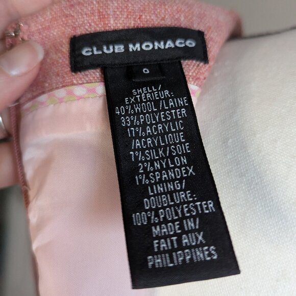 Club Monaco Meredith Cap-Sleeve Tweed Sheath Dress- Sz 0 - Picture 5 of 5